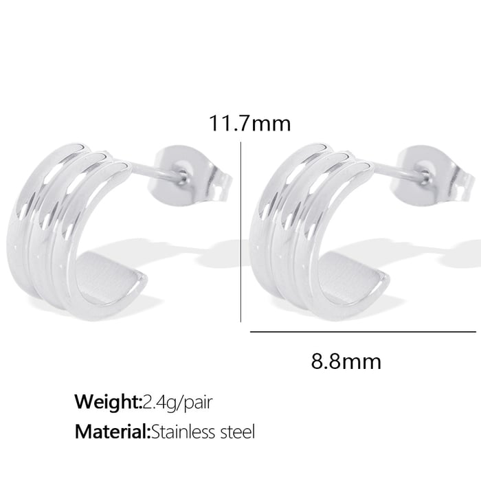1 pair simple series classic geometric titanium steel  gold plated women hoop earrings